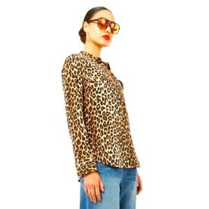 EQUIPMENT FEMME SLIM SIGNATURE SILK SHIRT Leopard size Small S/P Top‎ Blouse